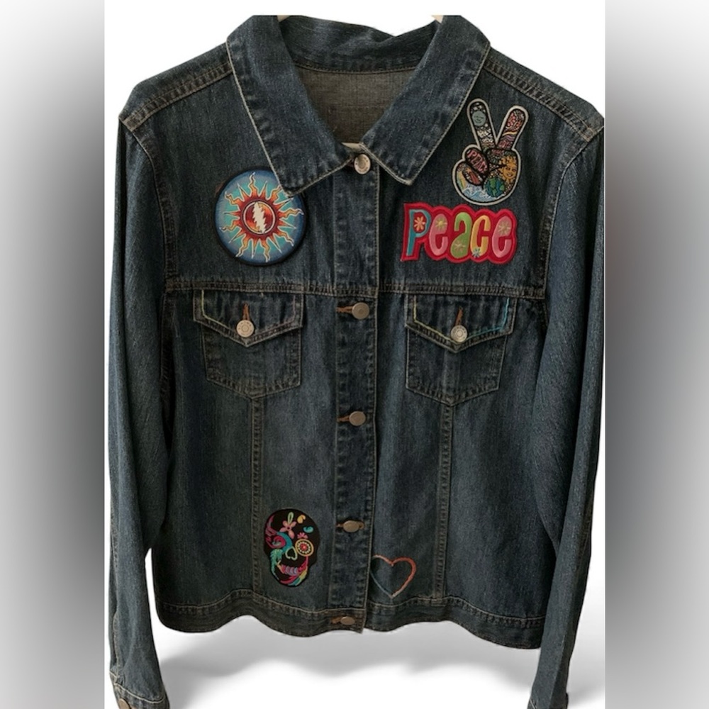 Embroidered Denim Jacket with Patches